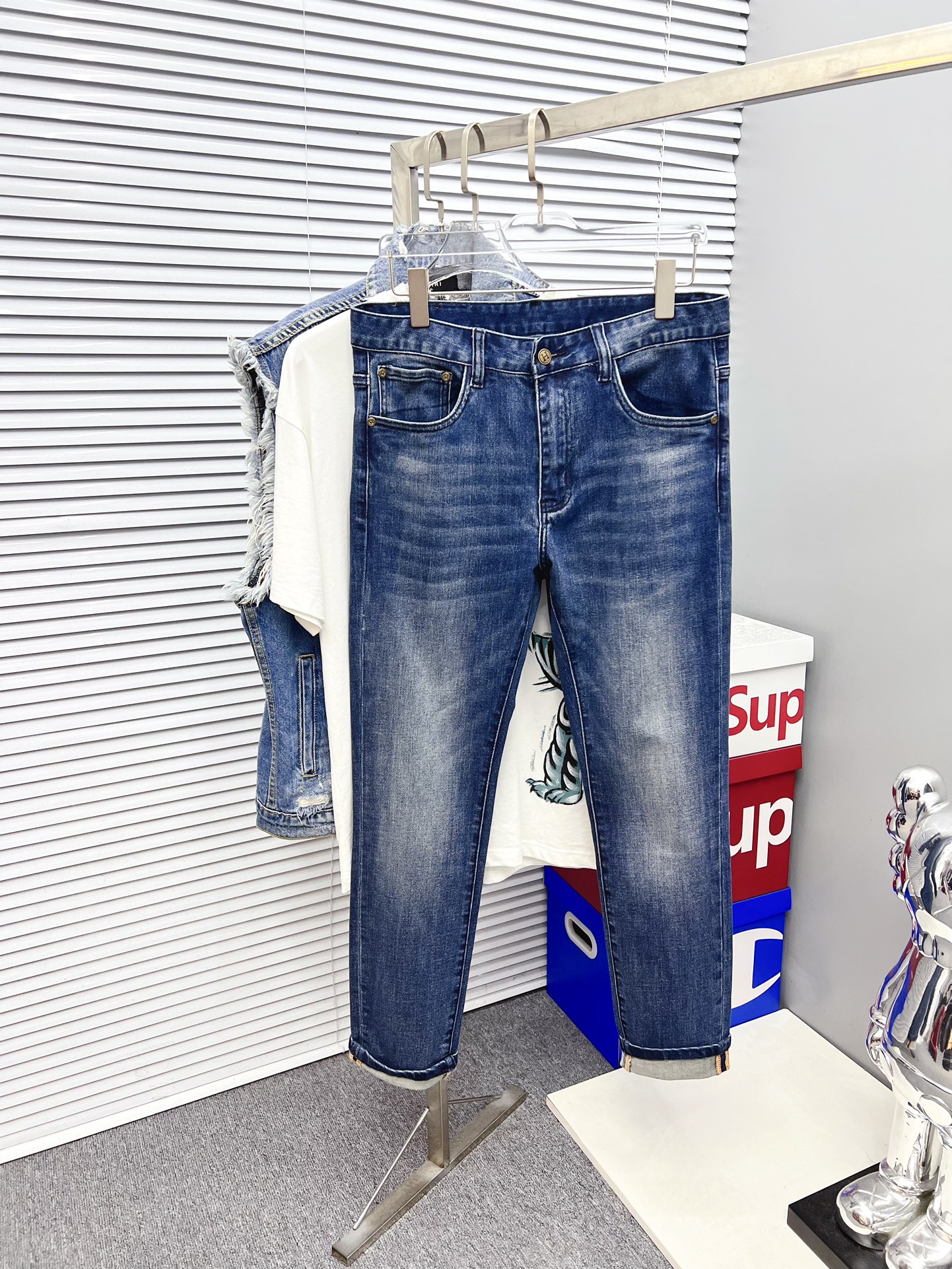 Hermes Vêtements Jeans Culottes & Pantalons Imprimé Hommes Tissu de coton bleu Collection automne – hiver Vintage Peu importe