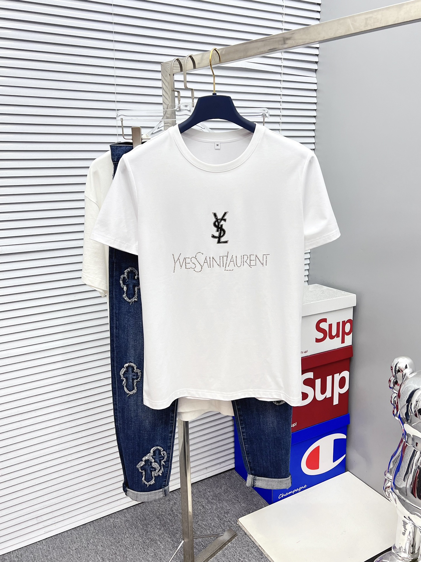 Yves Saint Laurent Clothing T-Shirt Printing Cotton Fashion Short Sleeve
