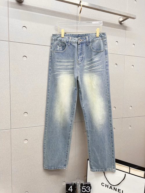 Men's Fashion Ripped Washed Jeans Loose Fit Straight Leg Denim Pants 4 Men's Fashion Ripped Washed Jeans Loose Fit Straight Leg Denim Pants