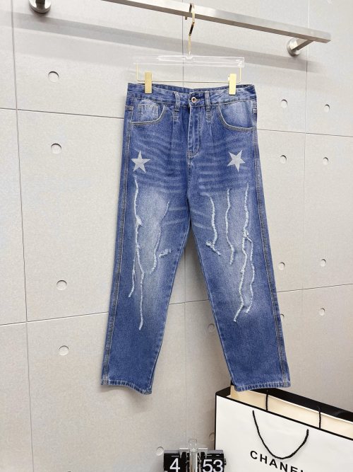 Men's Ripped Jeans with Star Accents - Casual Style Denim Pants 1 Men's Ripped Jeans with Star Accents - Casual Style Denim Pants