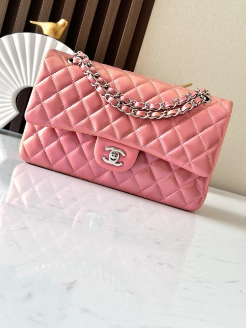 Chanel Classic Flap Bag, Pearl Pink Lambskin Leather with Silver Hardware 1 Chanel Classic Flap Bag, Pearl Pink Lambskin Leather with Silver Hardware