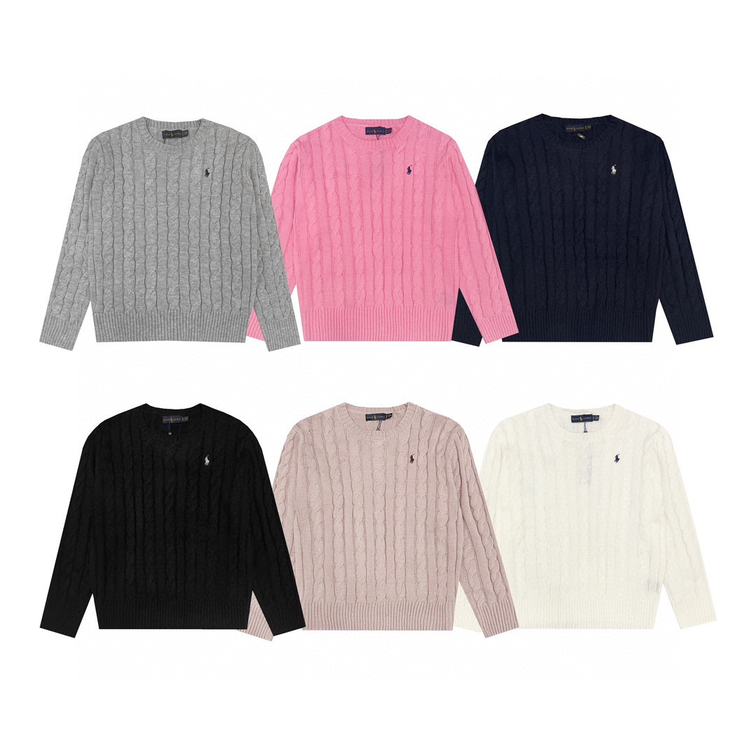 Modelo 6103 Ralph Lauren suéter de cuello redondo de punto trenzado con pequeño logo y caballo. Tallas: M/L. …