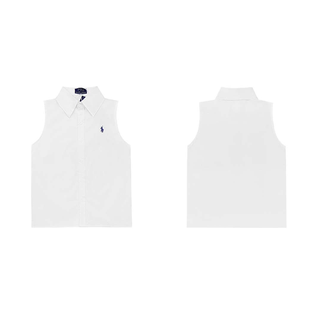 Modelo 2805 Ralph Lauren chaleco sin mangas tipo camisa, logo pequeño y caballo de batalla, tallas: S/M, color: blanco,…