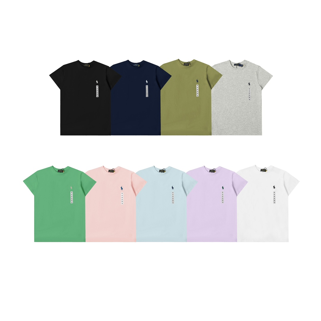 Modelo 2808 Ralph Lauren polo de manga corta con logo pequeño y caballo de batalla, tallas: S/M/L, colores: negro/blanc…