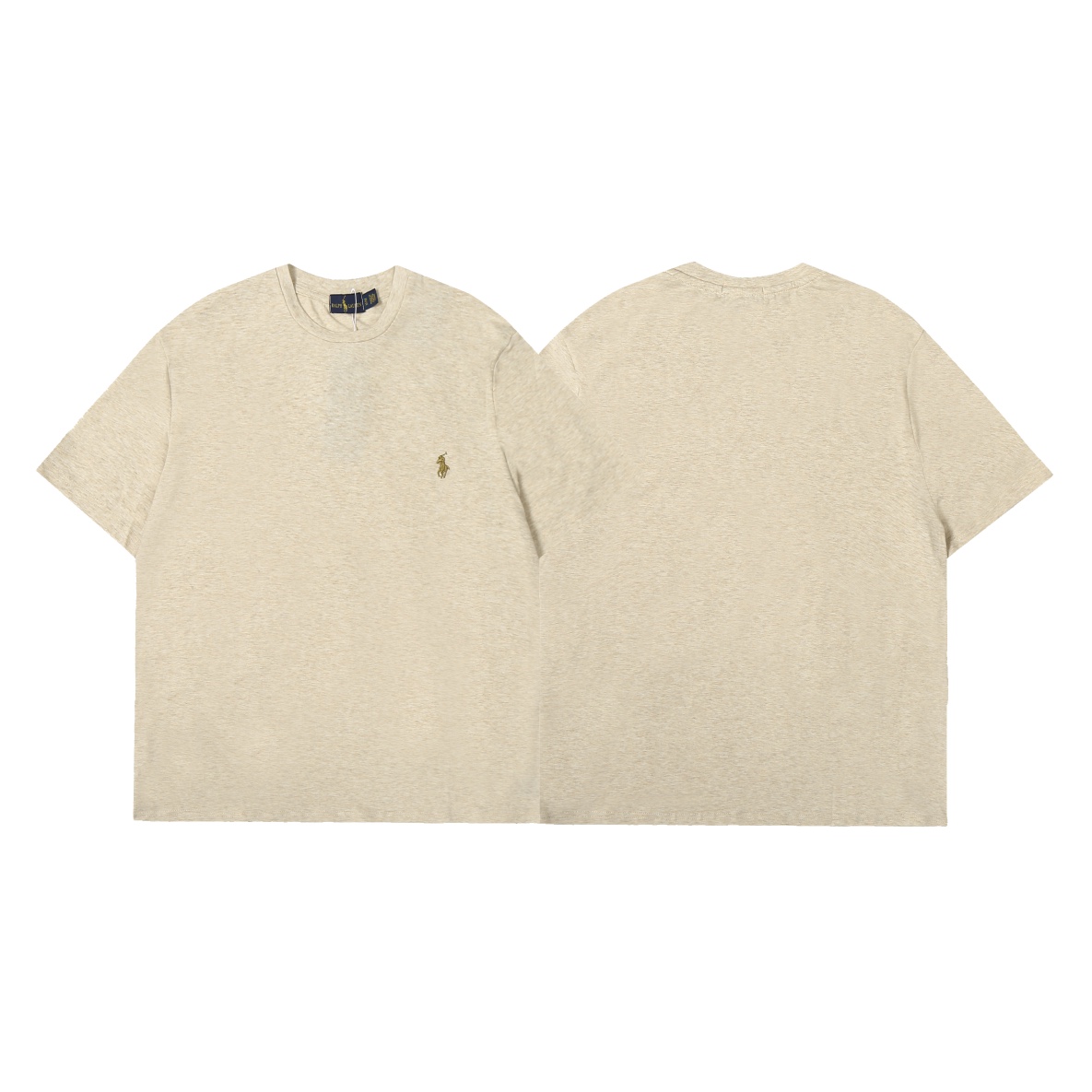 N.º de modelo 2810, Ralph Lauren, camiseta básica de manga corta de conjunto avena con pequeño logo de caballo de guerr…