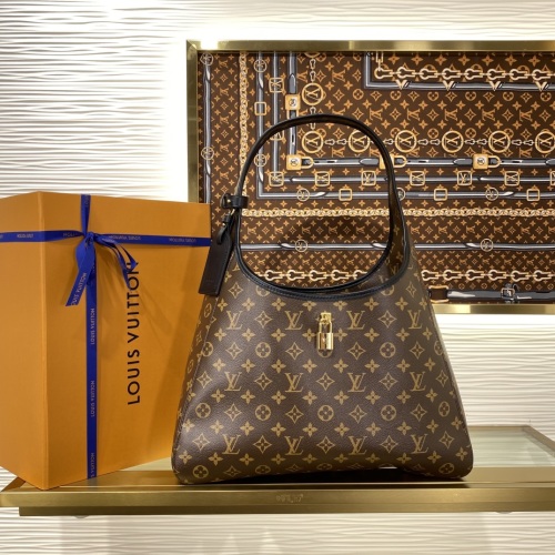 Louis Vuitton The Drop Large Hobo Bag Monogram Canvas, Brown Leather Trim 1 Louis Vuitton The Drop Large Hobo Bag Monogram Canvas, Brown Leather Trim
