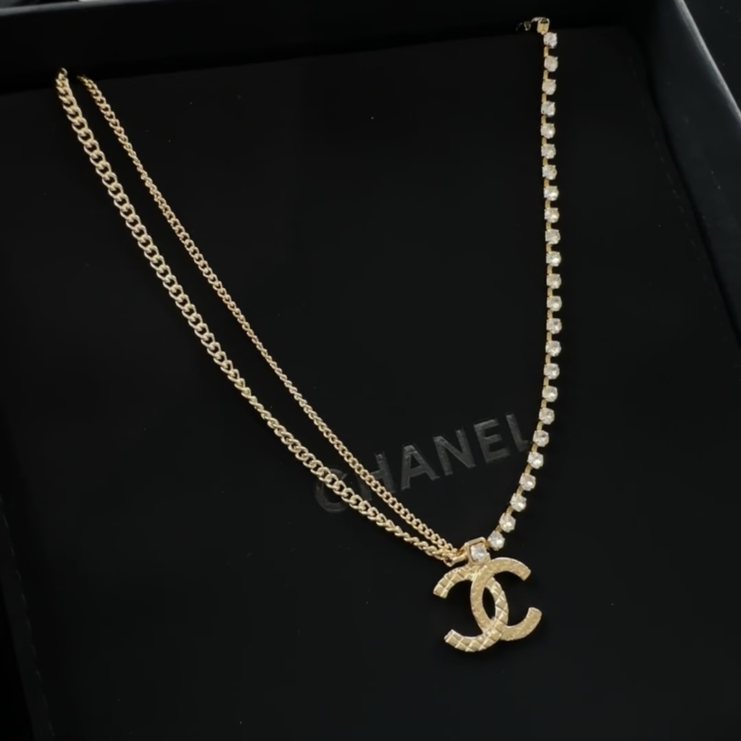 NO:816780,[New product shipment] Chanel half diamond double necklace, Chanel necklace, chanel,necklace19860909【新品出货】香奈儿半钻双层项链,香奈儿项链,chanel,necklace,Jewelry