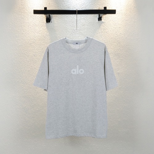 Alo Letter Graphic Print Short Sleeve T-Shirt, Heavyweight Cotton, Gray 1 Alo Letter Graphic Print Short Sleeve T-Shirt, Heavyweight Cotton, Gray