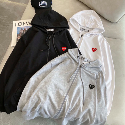 Comme des Garcons Play Heart Logo Zip-Up Hoodie Sweatshirt 1 Comme des Garcons Play Heart Logo Zip-Up Hoodie Sweatshirt