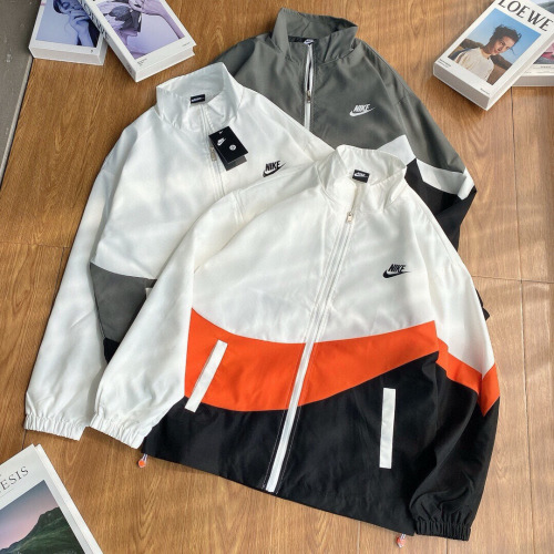 Nike Big Swoosh Windbreaker Jacket Classic Stand Collar - White, Gray, Orange 1 Nike Big Swoosh Windbreaker Jacket Classic Stand Collar – White, Gray, Orange