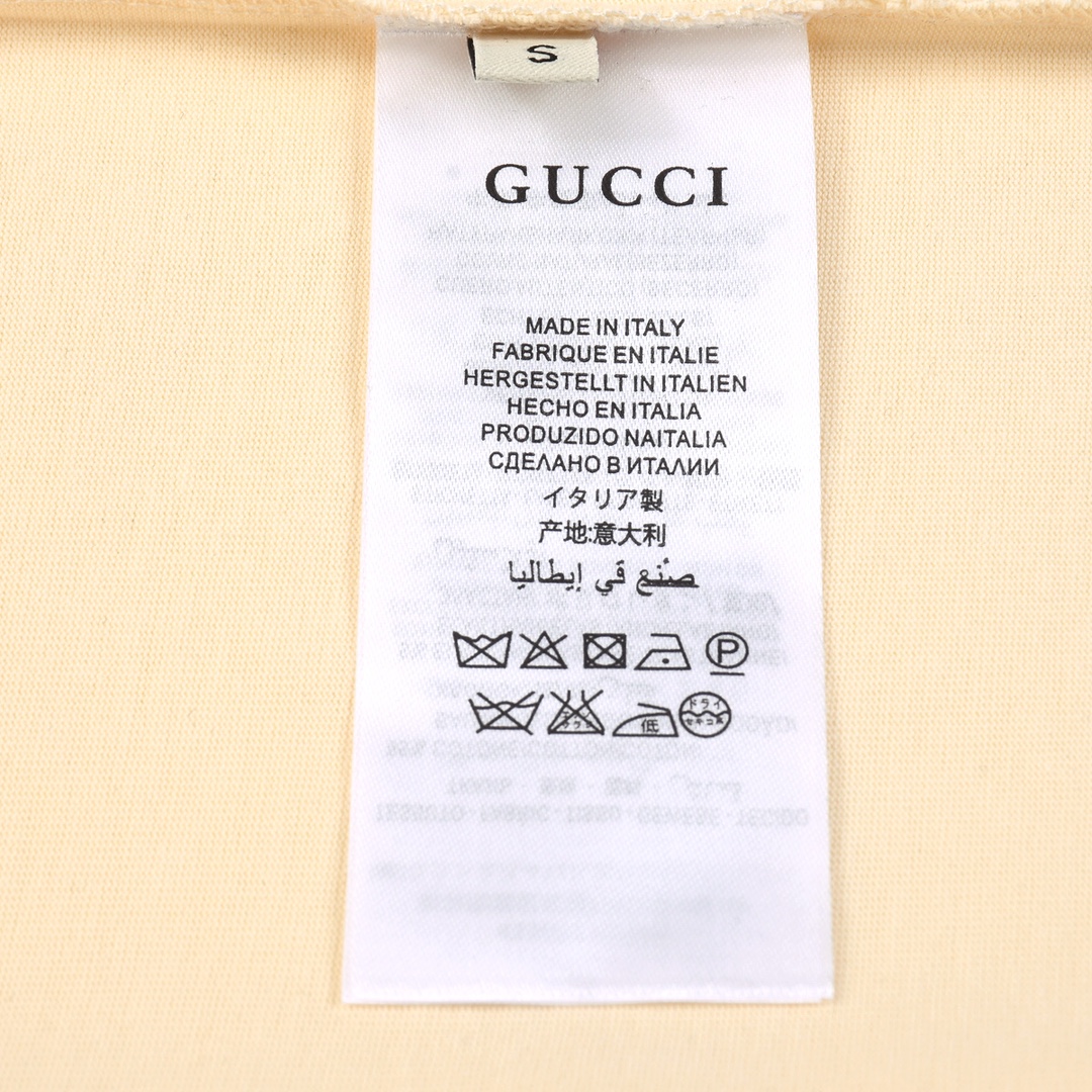 GUCCI 古驰24春夏新款字母logo贴布植绒绣互扣式双g短袖t恤