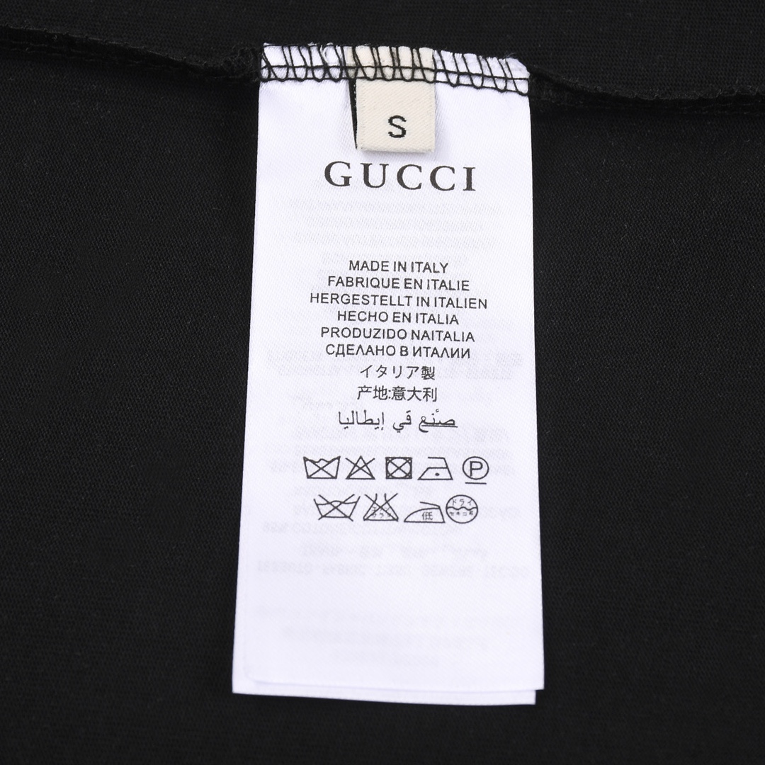 GUCCI 古驰24春夏新款字母logo贴布植绒绣互扣式双g短袖t恤