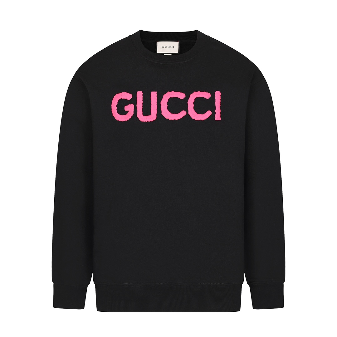 GUCC*/Gucci Sudadera con capucha de cuello redondo Otoño/Invierno 2024AW nuevo, bordado de letras en rojo con técnica d…