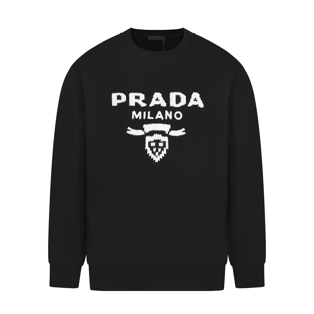 PRAD* 2024AW Nueva sudadera de otoño e invierno con cuello redondo, logo de letras, proceso de bordado Tajima, versión …