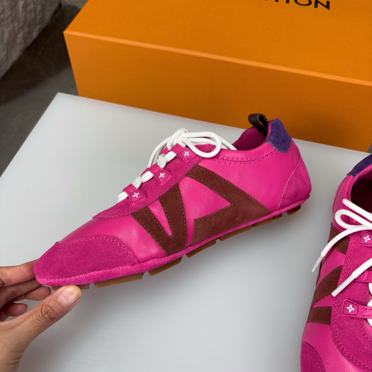 Louis Vuitton Women's Sneakerina Pink Leather & Suede Low-Top Sneakers 5 i1747329422483 2721 0 4