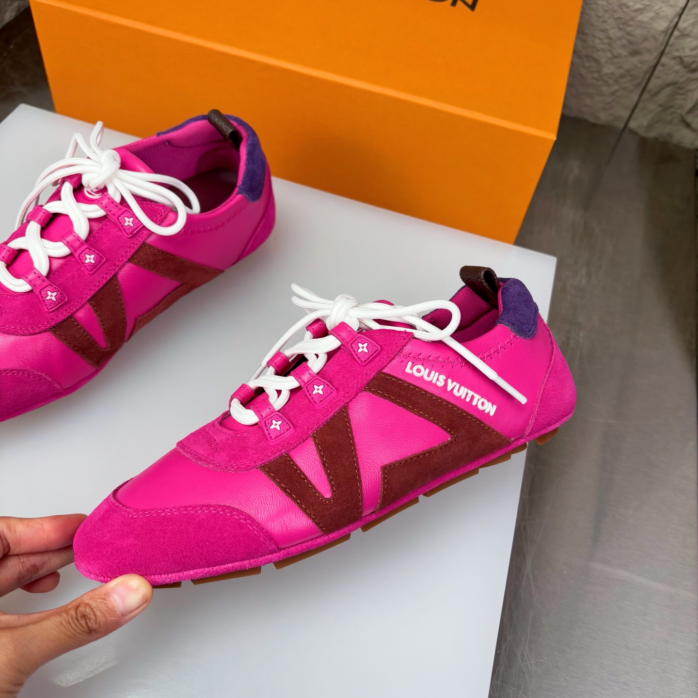 Louis Vuitton Women's Sneakerina Pink Leather & Suede Low-Top Sneakers 4 i1747329422512 9935 0 3