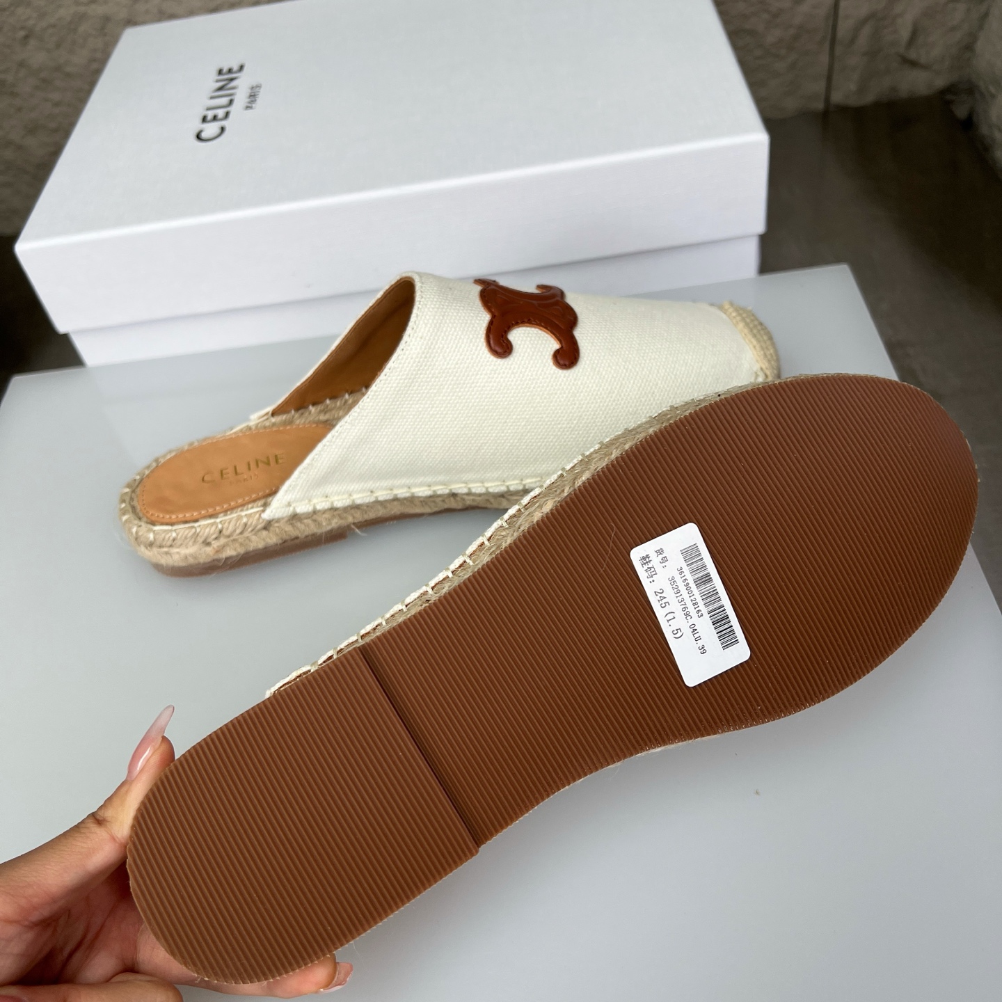Celine Women's Triomphe Logo Espadrille Slides Mules Sandals Shoes 7 i1751631088873 6262 0 5