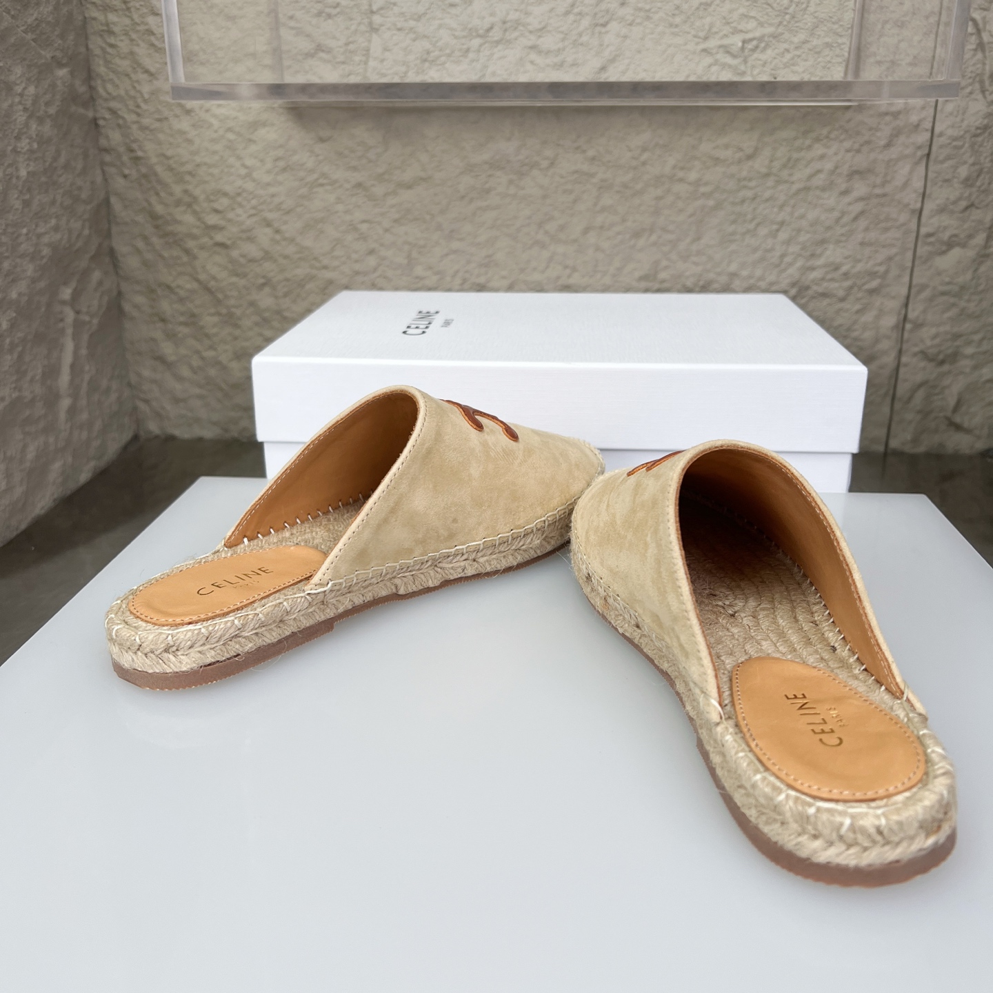 Celine Women's Triomphe Espadrille Slides in Beige Suede Leather, Size 35-40 6 i1751631174345 8800 0 4