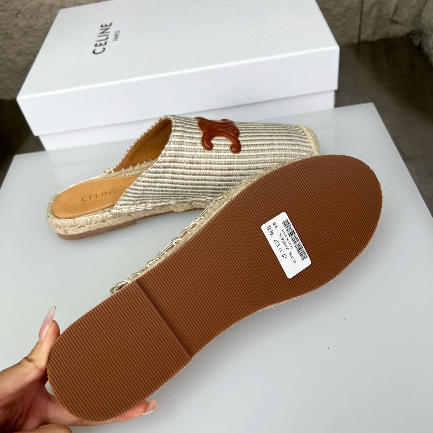 Celine Women's Triomphe Embroidered Espadrille Mules Slides Sandals 6 i1751631316949 2702 0 5