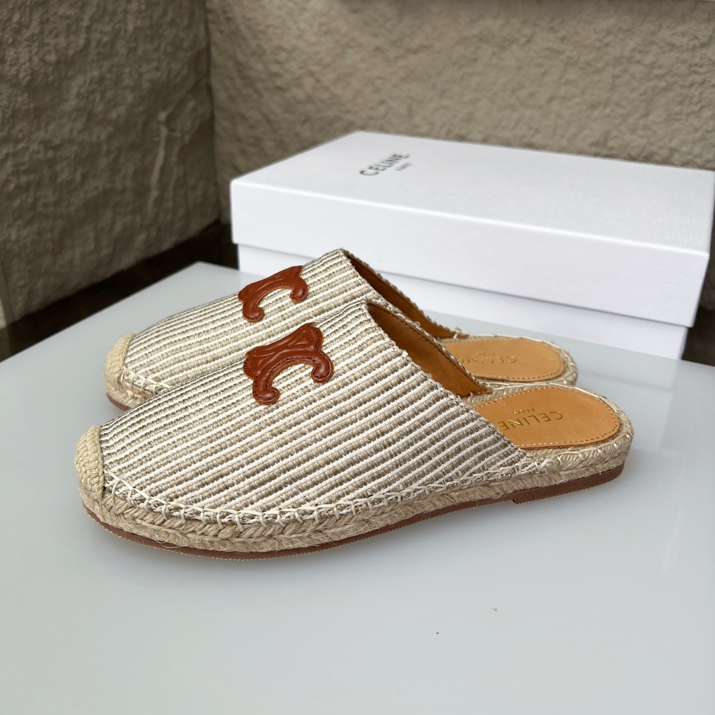 Celine Women's Triomphe Embroidered Espadrille Mules Slides Sandals 2 i1751631316962 675 0 1