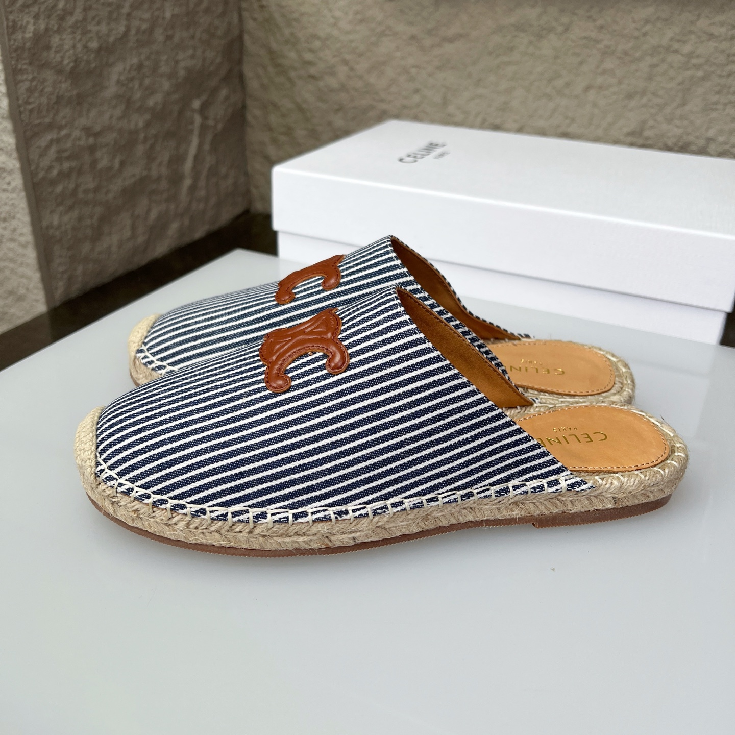 Celine Women's Espadrille Striped Mules with Triomphe Logo - Size 35-40 2 i1751631504212 4953 0 1