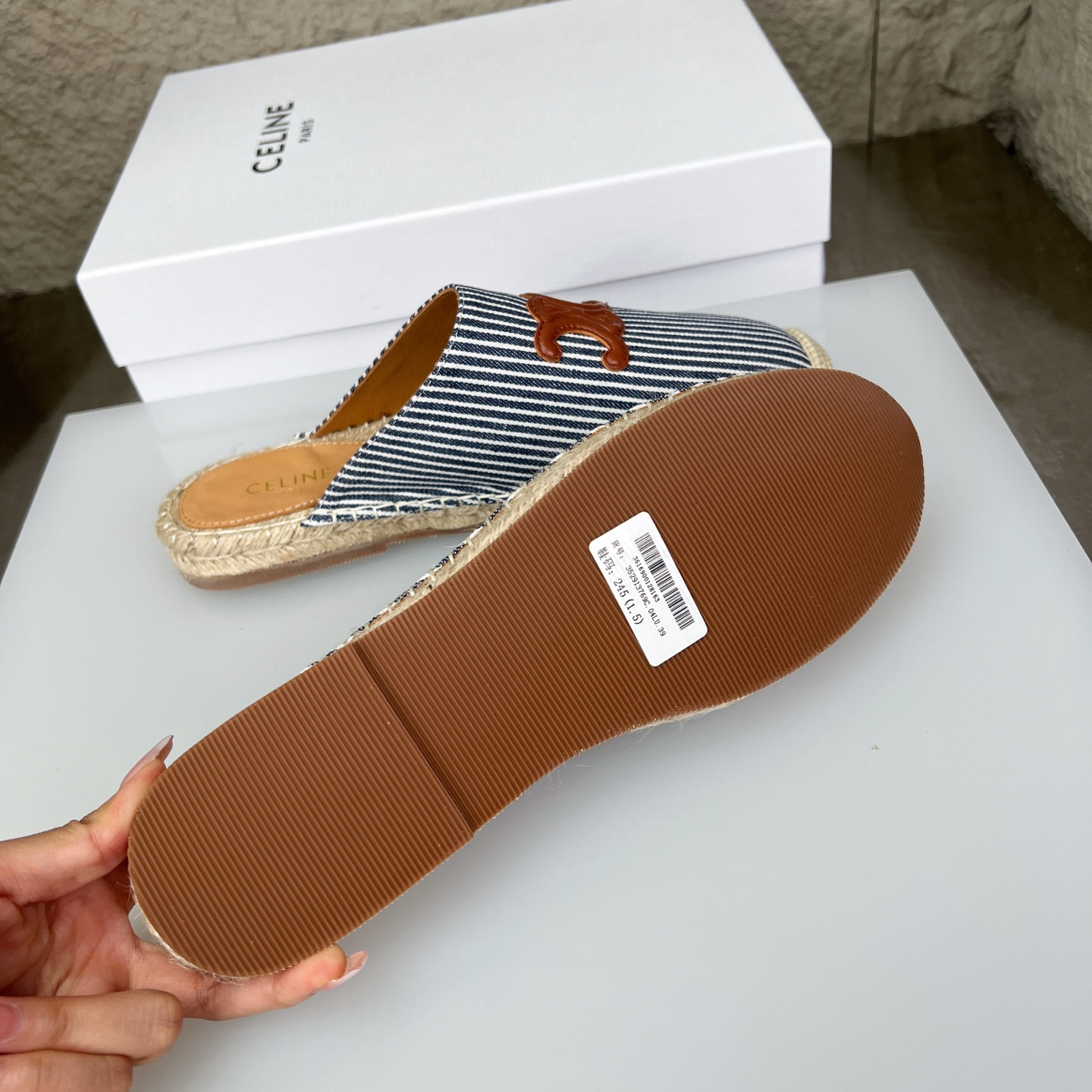 Celine Women's Espadrille Striped Mules with Triomphe Logo - Size 35-40 6 i1751631504219 587 0 5