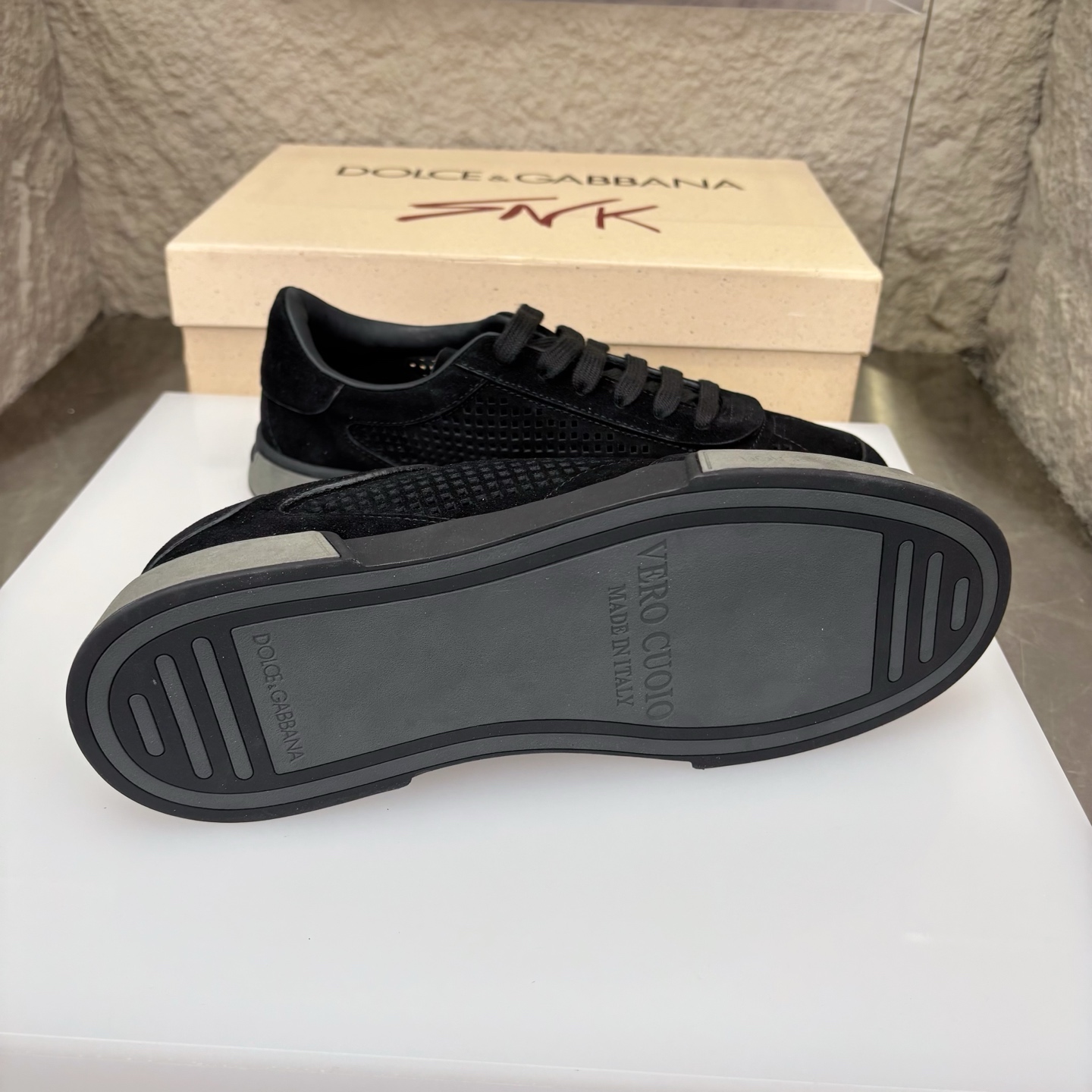 Dolce&Gabbana Black Suede Perforated Low-Top Sneakers, Sizes 39-44 Available 10 i1751708814880 159 0 9