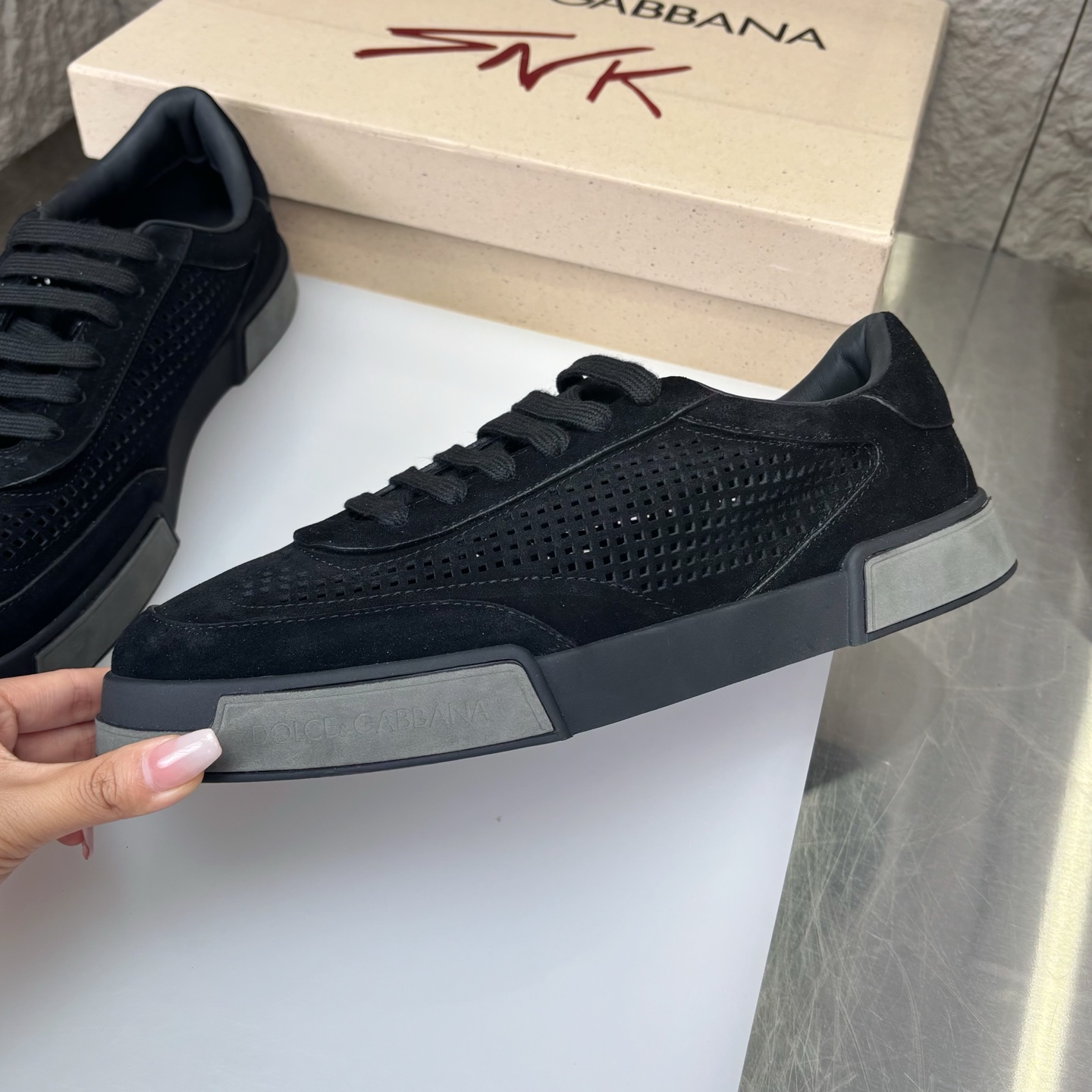 Dolce&Gabbana Black Suede Perforated Low-Top Sneakers, Sizes 39-44 Available 5 i1751708814880 5899 0 3