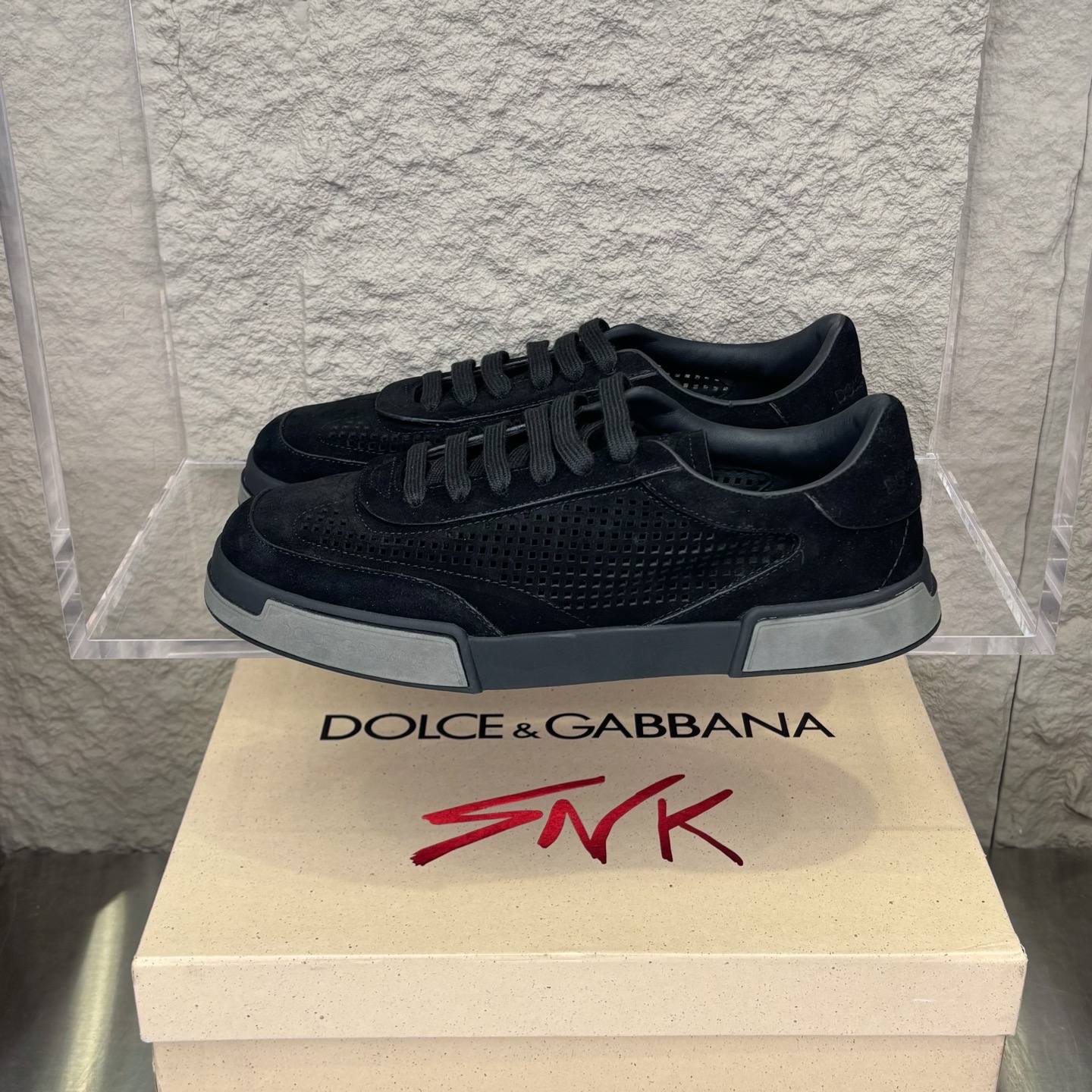 Dolce&Gabbana Black Suede Perforated Low-Top Sneakers, Sizes 39-44 Available 2 i1751708816641 9213 0 0