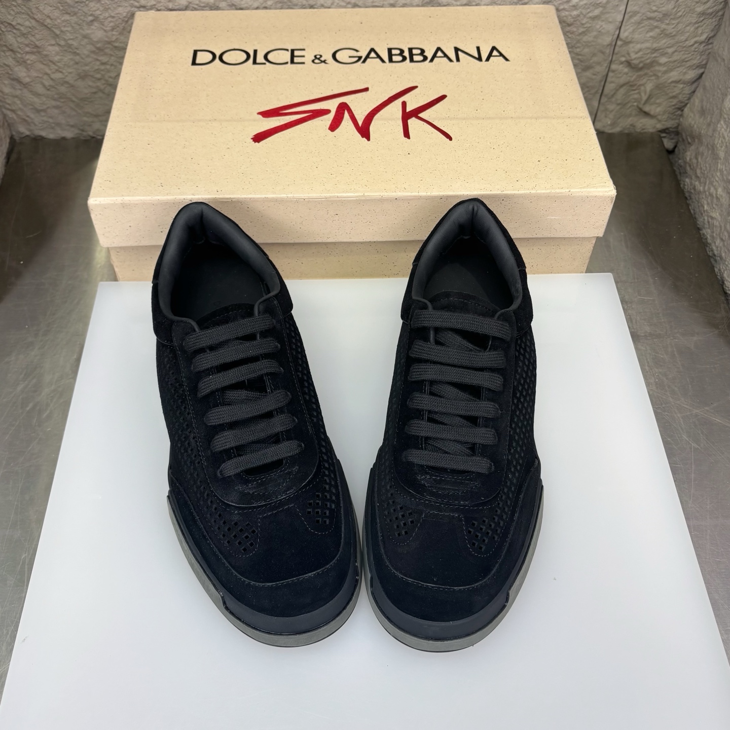 Dolce&Gabbana Black Suede Perforated Low-Top Sneakers, Sizes 39-44 Available 4 i1751708816656 8160 0 2