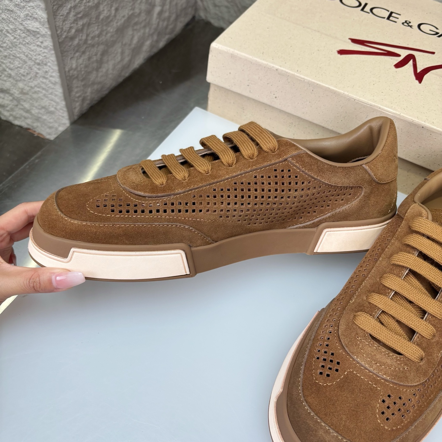 Dolce & Gabbana Men's Suede Leather Perforated Low-Top Sneakers 5 i1751708904884 1239 0 4