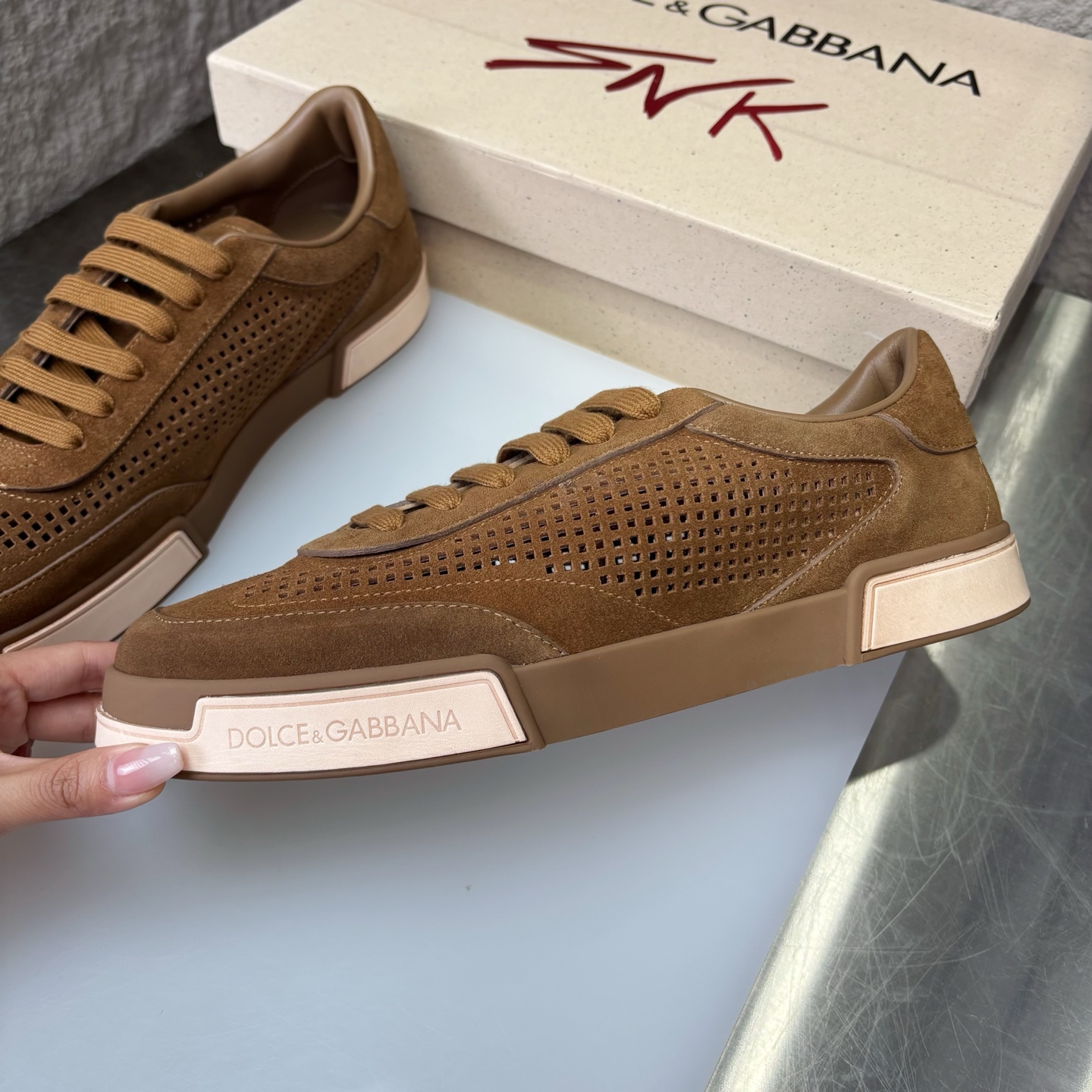 Dolce & Gabbana Men's Suede Leather Perforated Low-Top Sneakers 4 i1751708906516 9140 0 3
