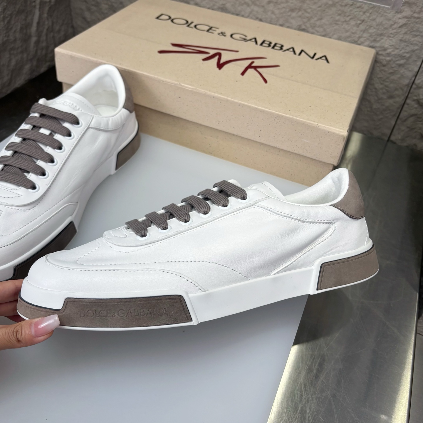 Dolce & Gabbana White Leather Sneakers with Suede Accents - Iconic Style 4 i1751708952202 842 0 3