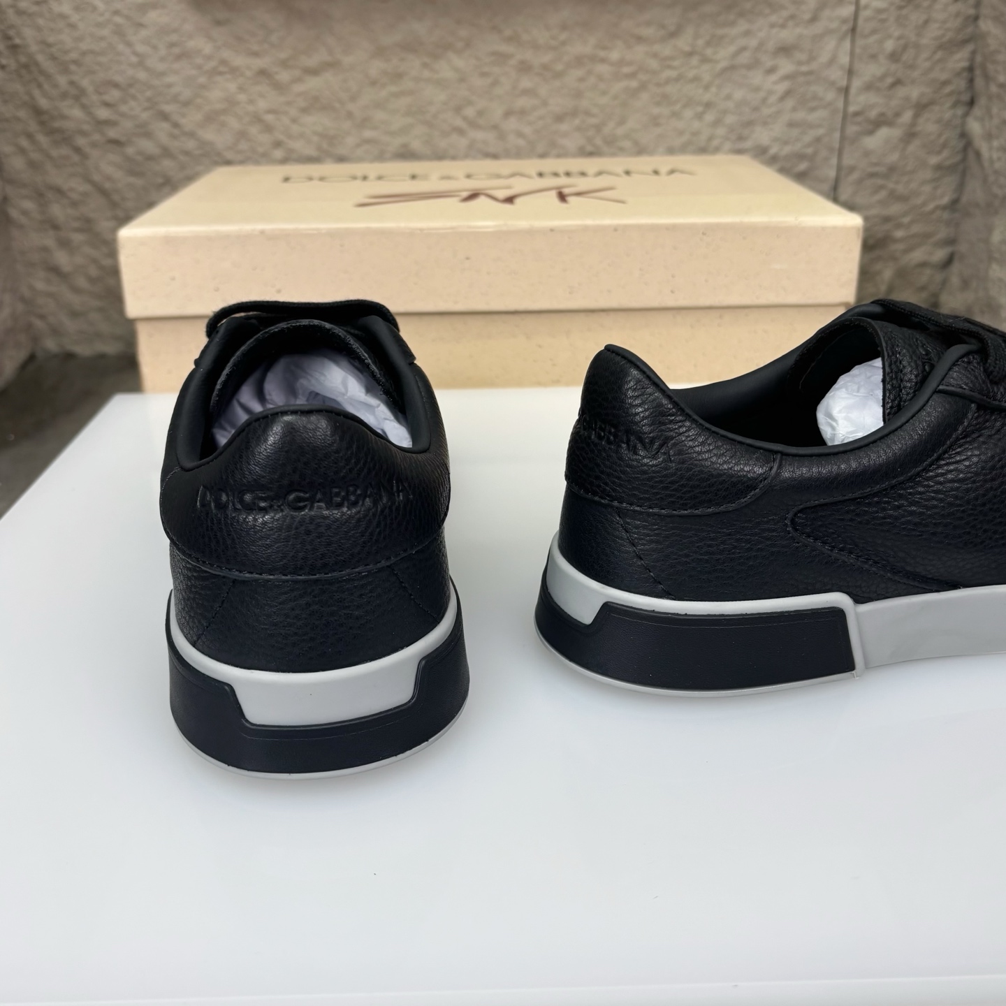 Dolce & Gabbana Men's Black Leather Casual Sneakers with White Rubber Sole 8 i1751709027186 9947 0 7