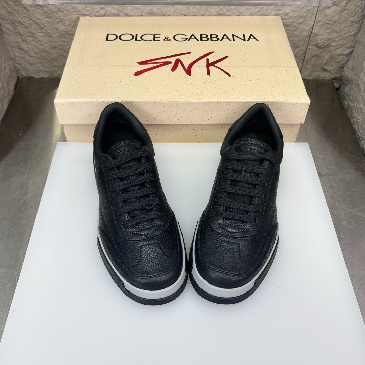 Dolce & Gabbana Men's Black Leather Casual Sneakers with White Rubber Sole 3 i1751709028587 3101 0 2