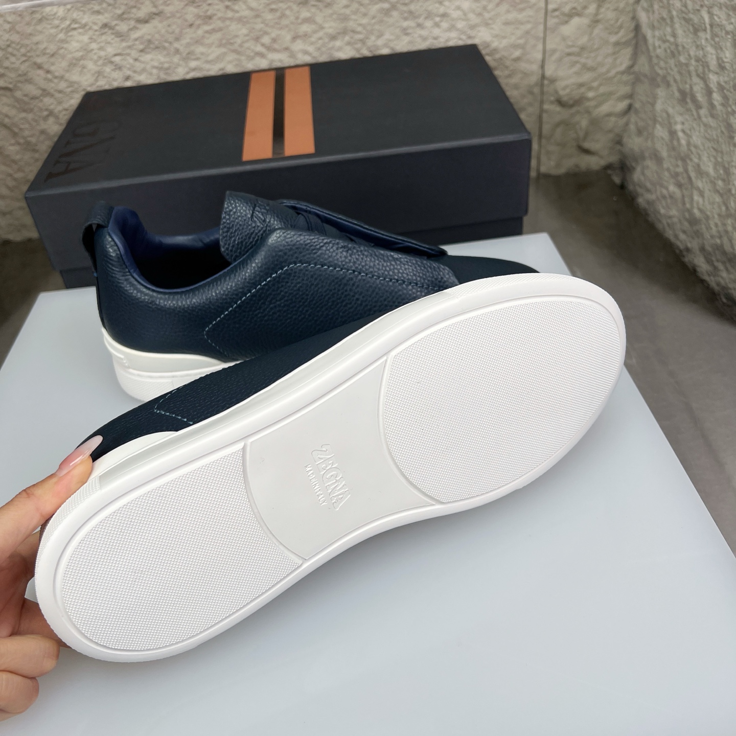 Zegna Triple Stitch Leather Slip-On Sneakers, Luxurious & Comfortable 10 i1752163435522 7740 0 8