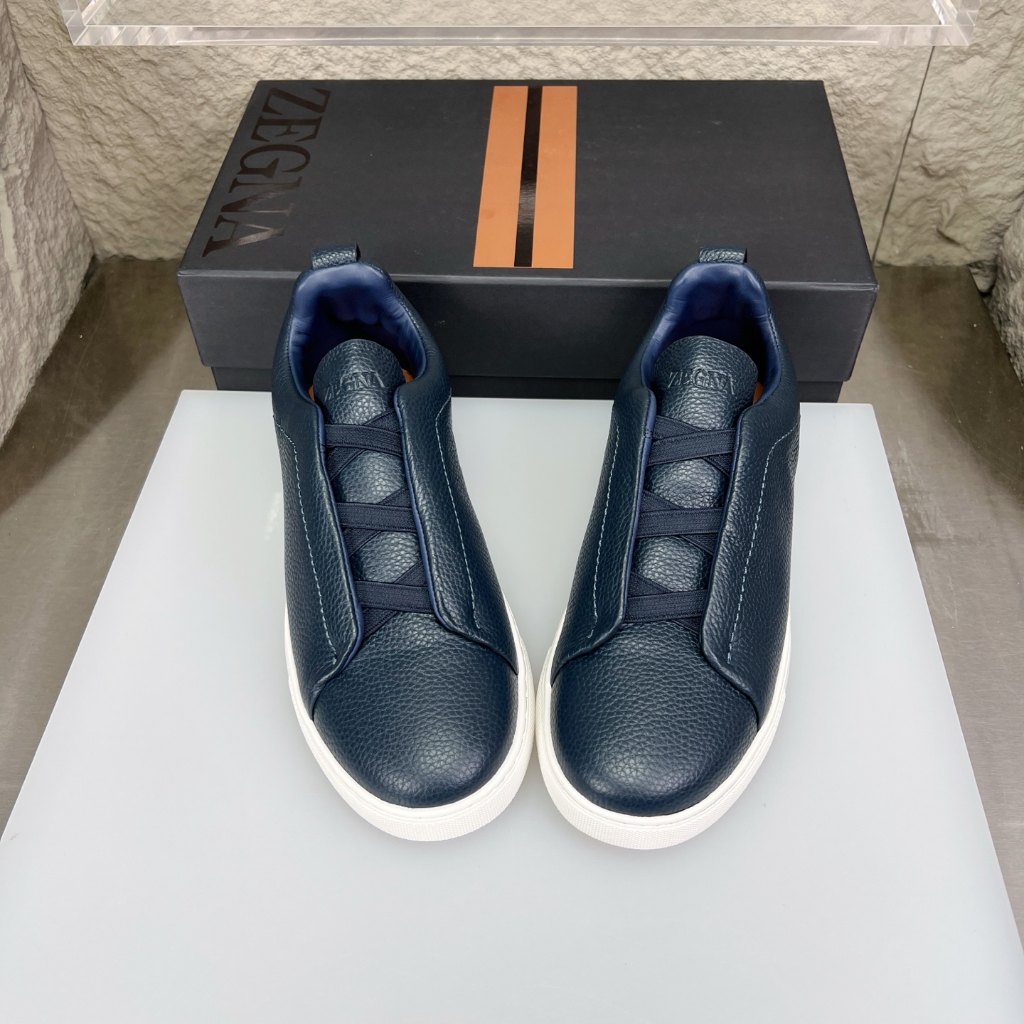 Zegna Triple Stitch Leather Slip-On Sneakers, Luxurious & Comfortable 4 i1752163435528 6992 0 2