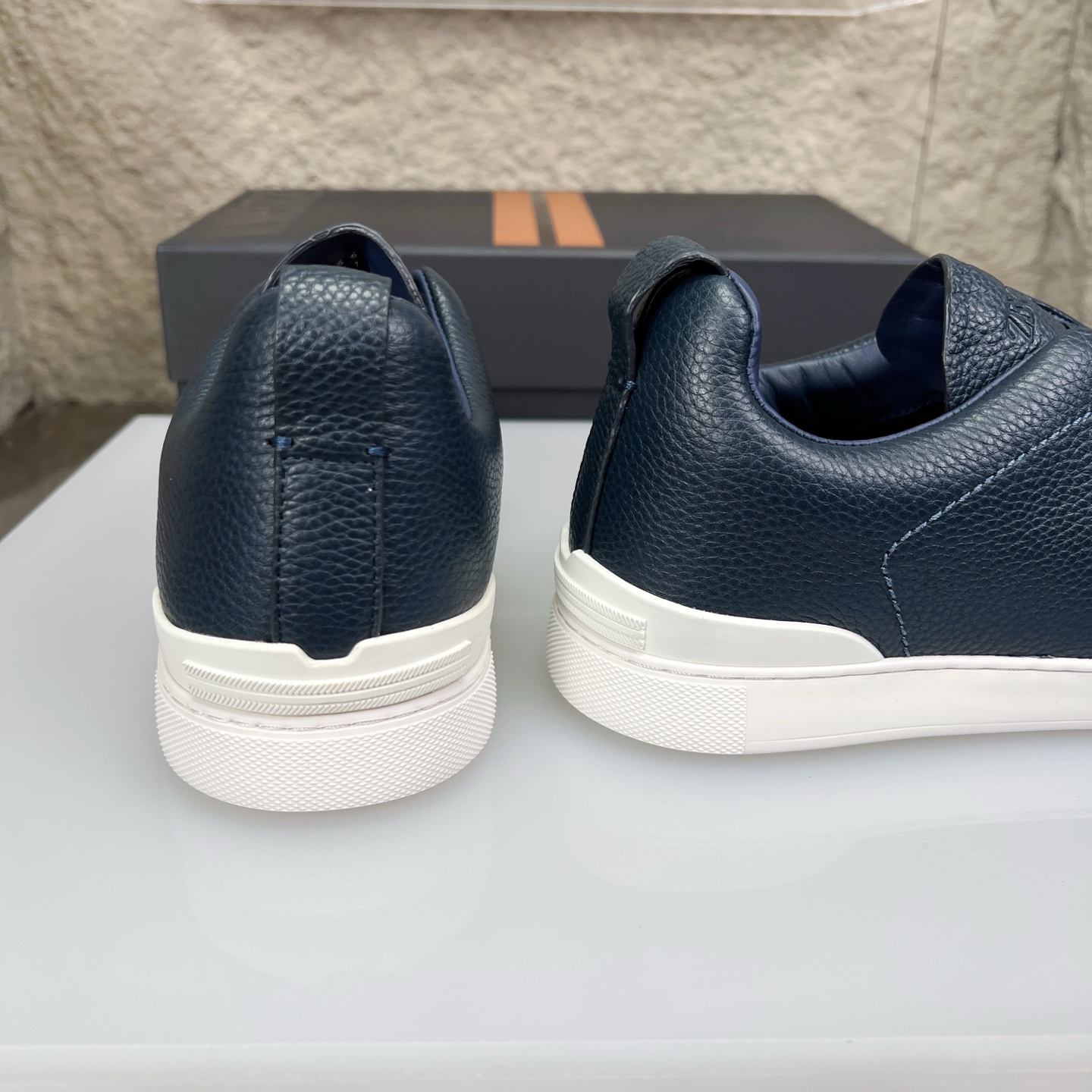 Zegna Triple Stitch Leather Slip-On Sneakers, Luxurious & Comfortable 9 i1752163438943 3713 0 7