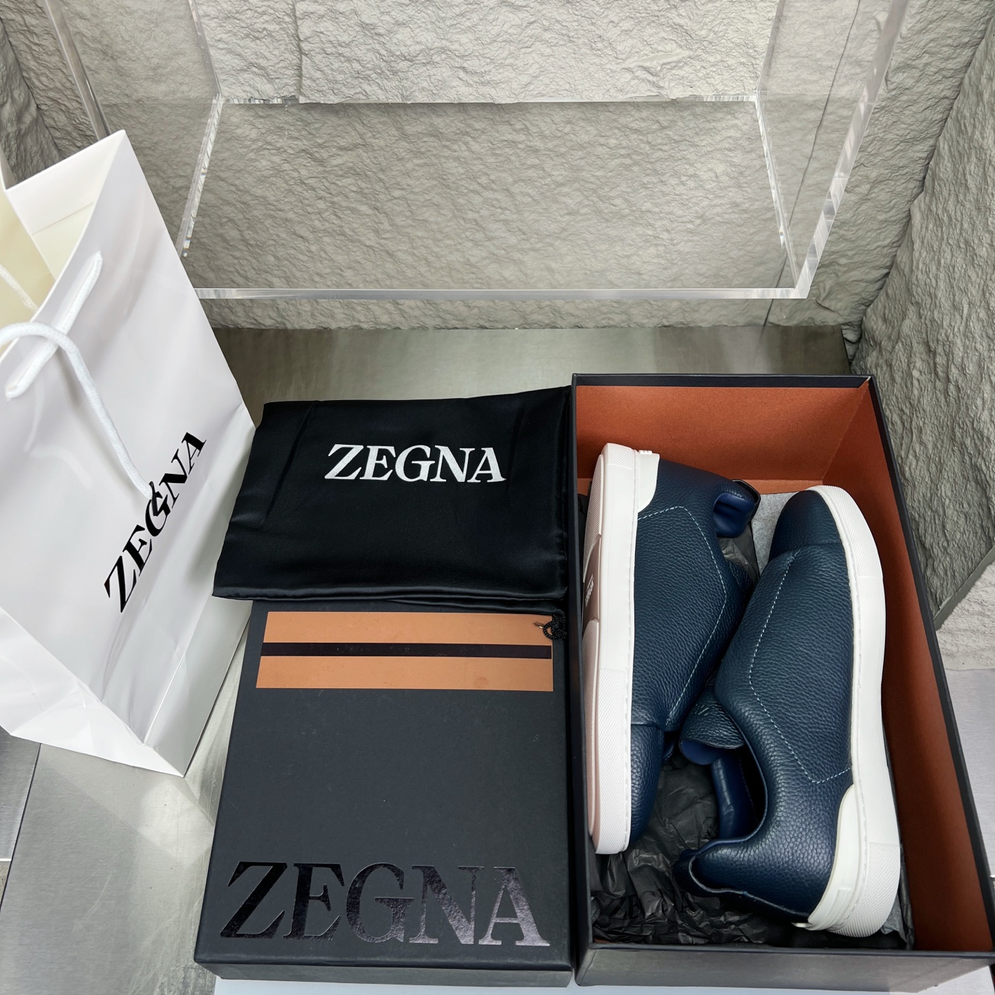Zegna Triple Stitch Leather Slip-On Sneakers, Luxurious & Comfortable 3 i1752163439029 4543 0 1