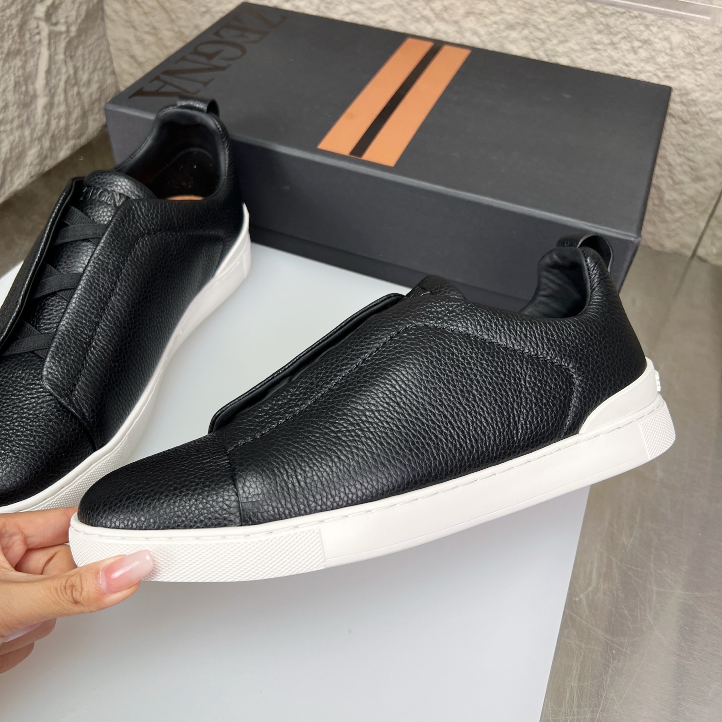 Zegna Triple Stitch Leather Sneakers - Luxurious Slip-On Style for Men 5 i1752163582131 672 0 3