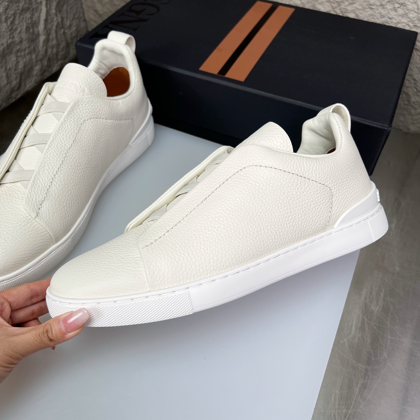 Zegna Triple Stitch Leather Sneakers - Slip-On Luxury Casual Shoes 4 i1752163731194 6791 0 3