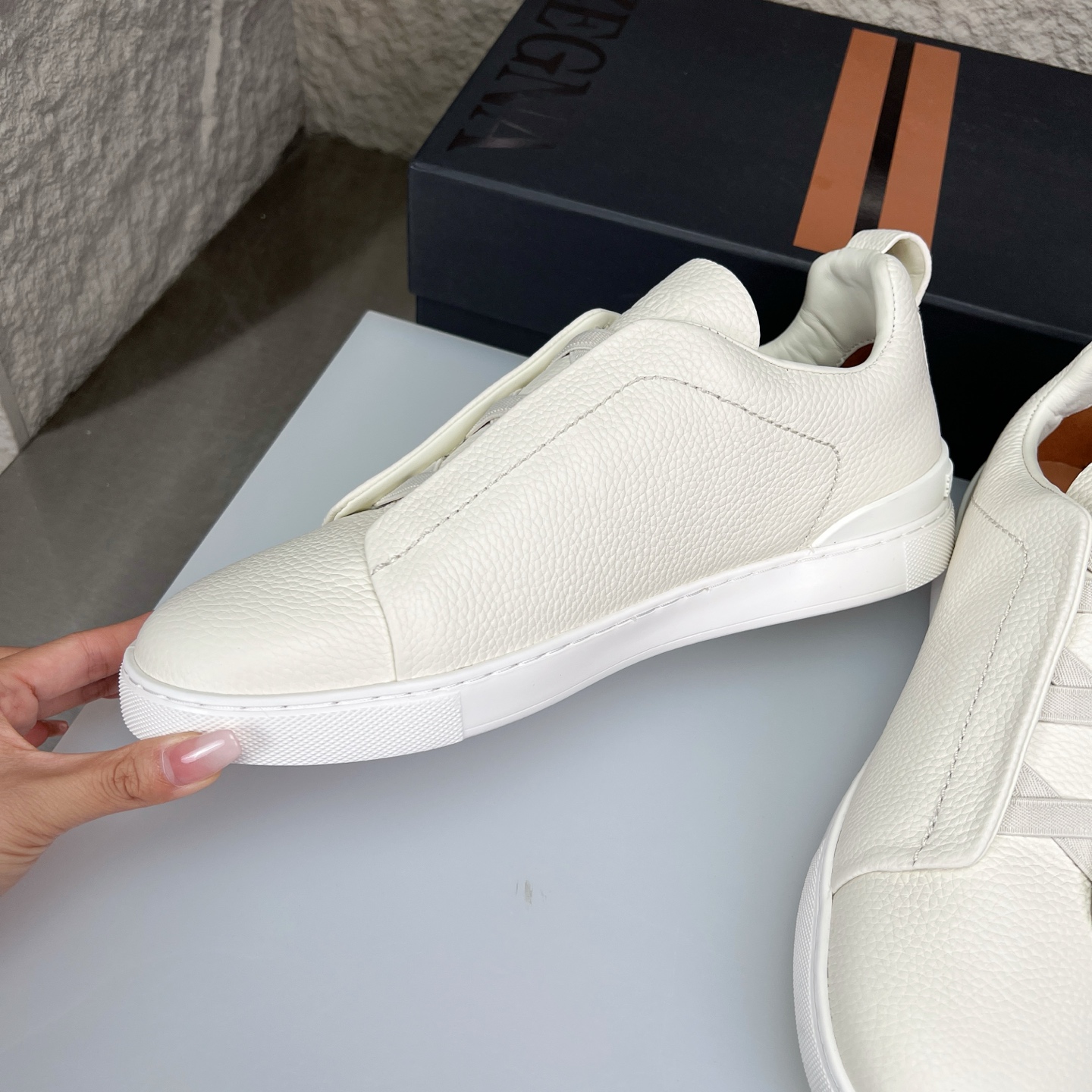Zegna Triple Stitch Leather Sneakers - Slip-On Luxury Casual Shoes 5 i1752163732824 9403 0 8