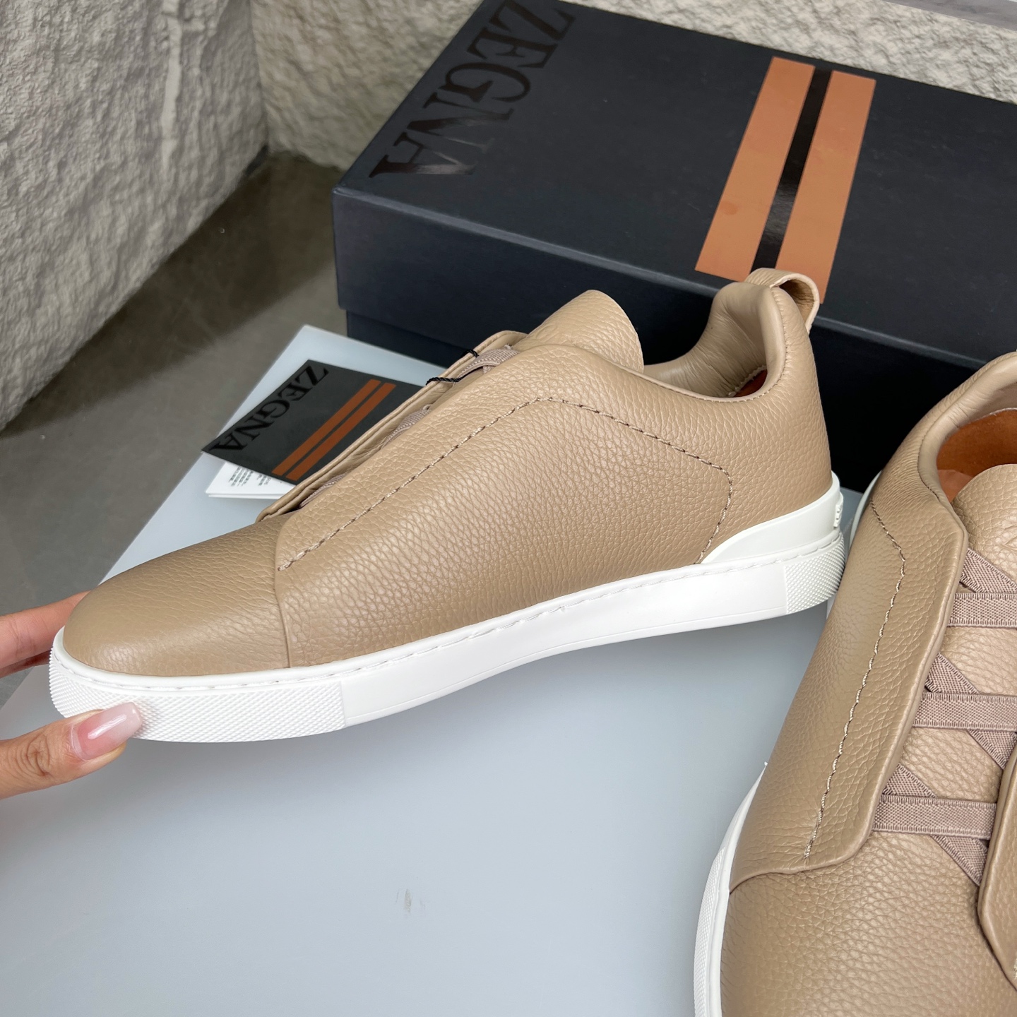 Zegna Triple Stitch Leather Sneakers - Luxurious Slip-On Style, New Colors! 5 i1752164032074 2312 0 4