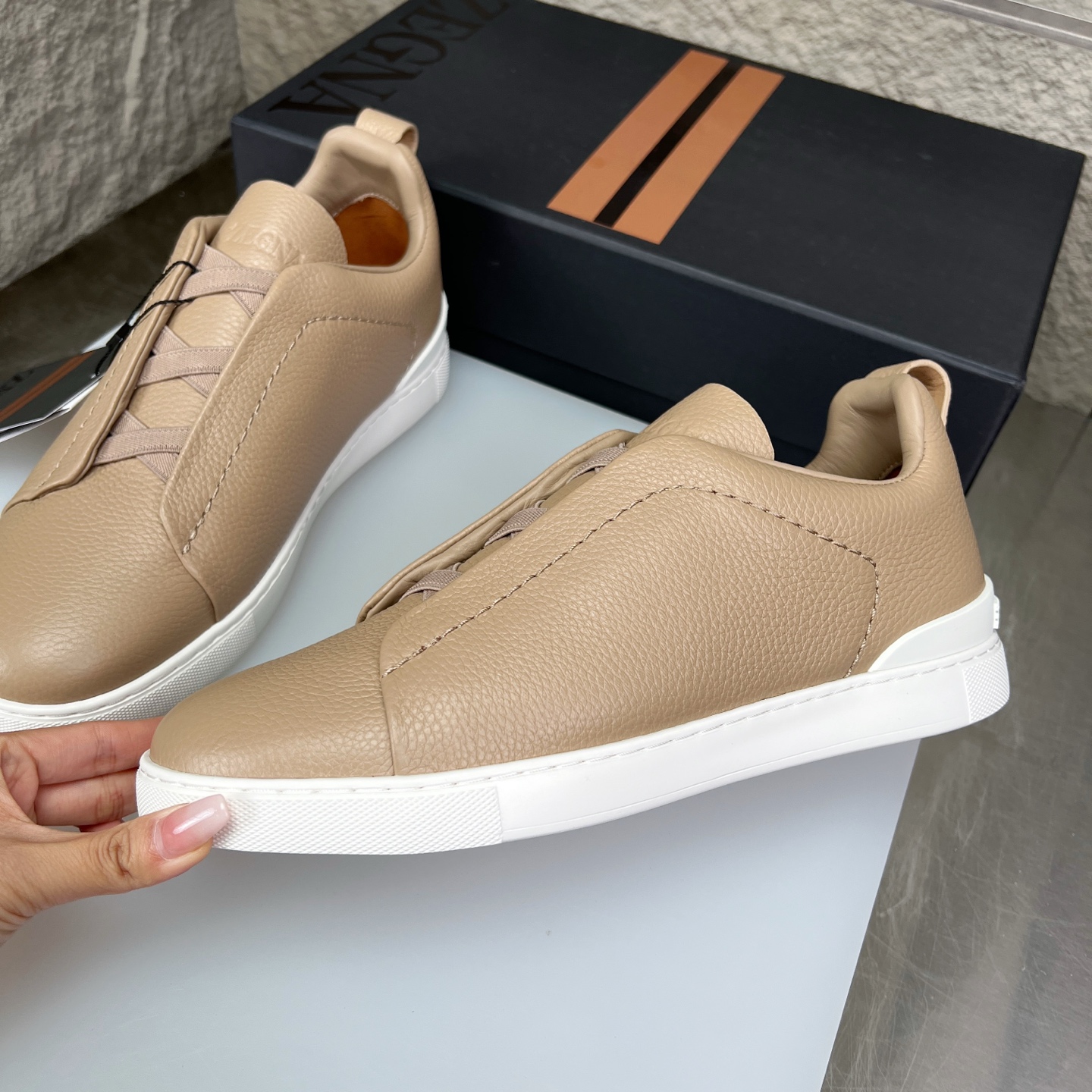 Zegna Triple Stitch Leather Sneakers - Luxurious Slip-On Style, New Colors! 4 i1752164034569 8910 0 3