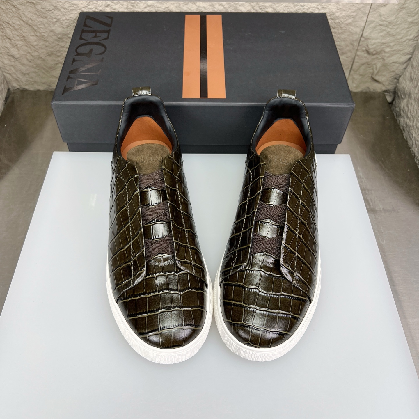 Zegna Triple Stitch Leather Slip-On Sneakers - Luxurious Comfort & Style 4 i1752164453573 7969 0 2