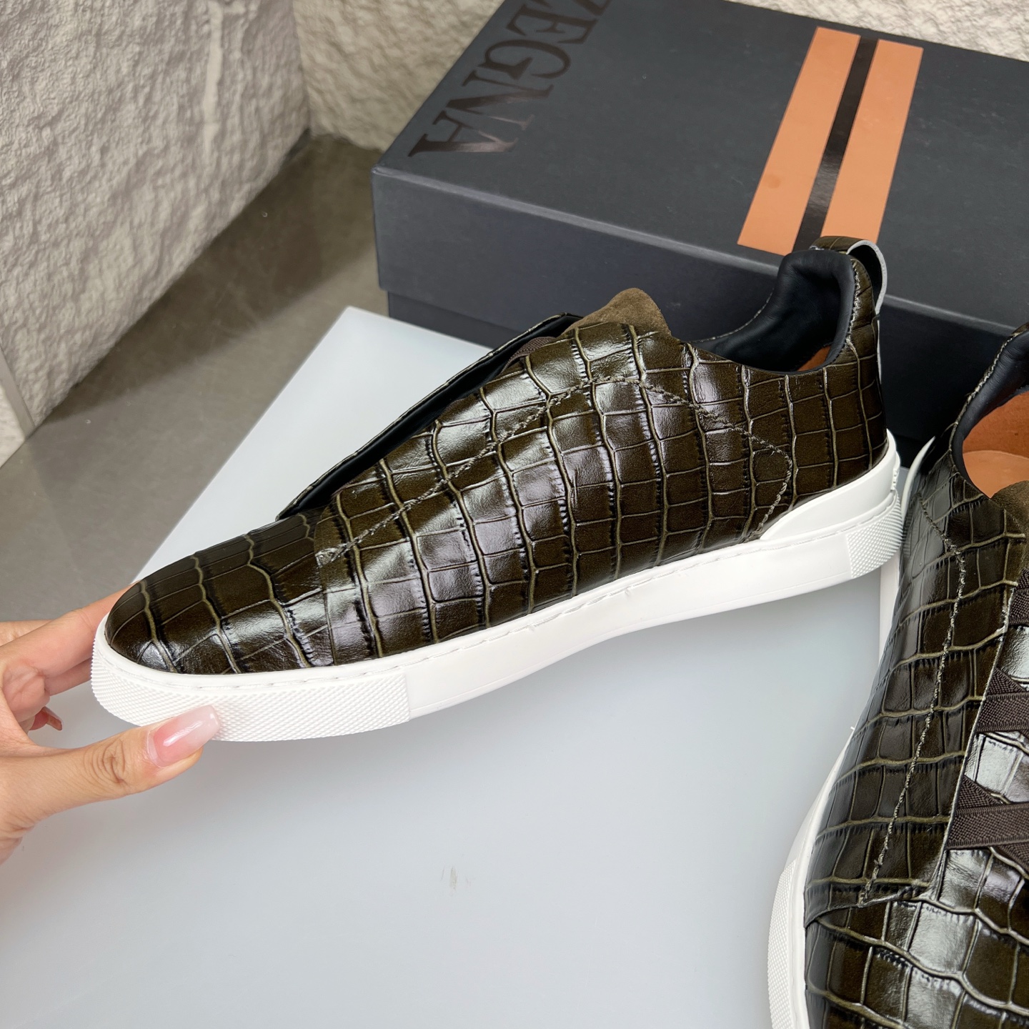 Zegna Triple Stitch Leather Slip-On Sneakers - Luxurious Comfort & Style 6 i1752164455280 6589 0 4