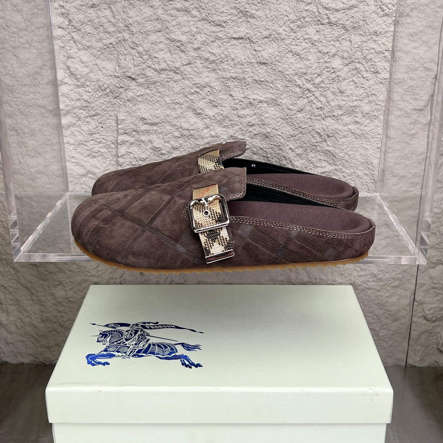 Burberry Urchin Suede Mules in Check Pattern with Buckle Detail 1 i1752165266478 2435 0 0