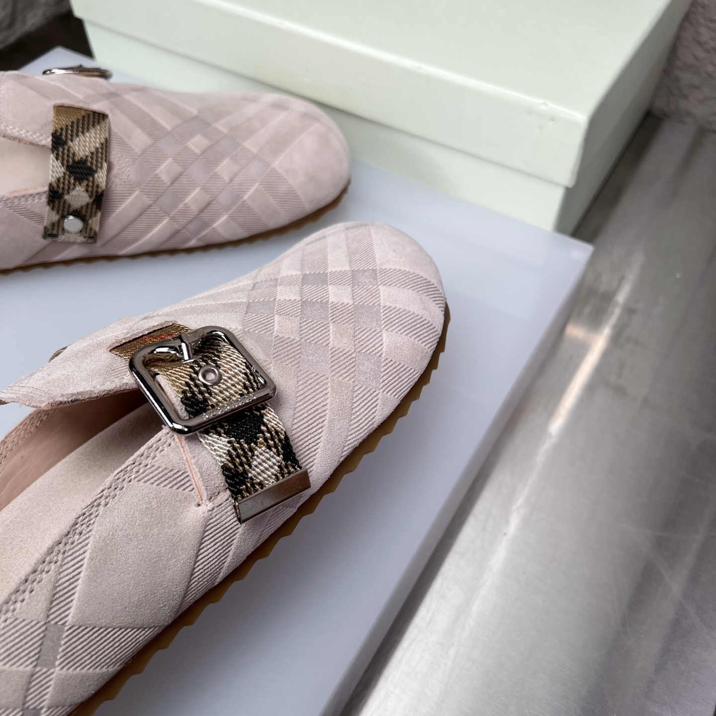 Burberry Urchin Check Suede Slides Mules Sandals Slippers - Beige, Size 38-46 6 i1752165353712 5706 0 5
