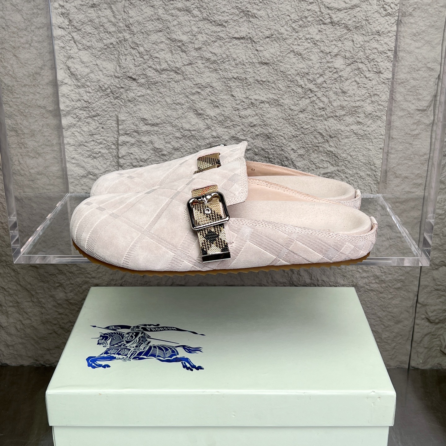 Burberry Urchin Check Suede Slides Mules Sandals Slippers - Beige, Size 38-46 1 i1752165356275 8082 0 0