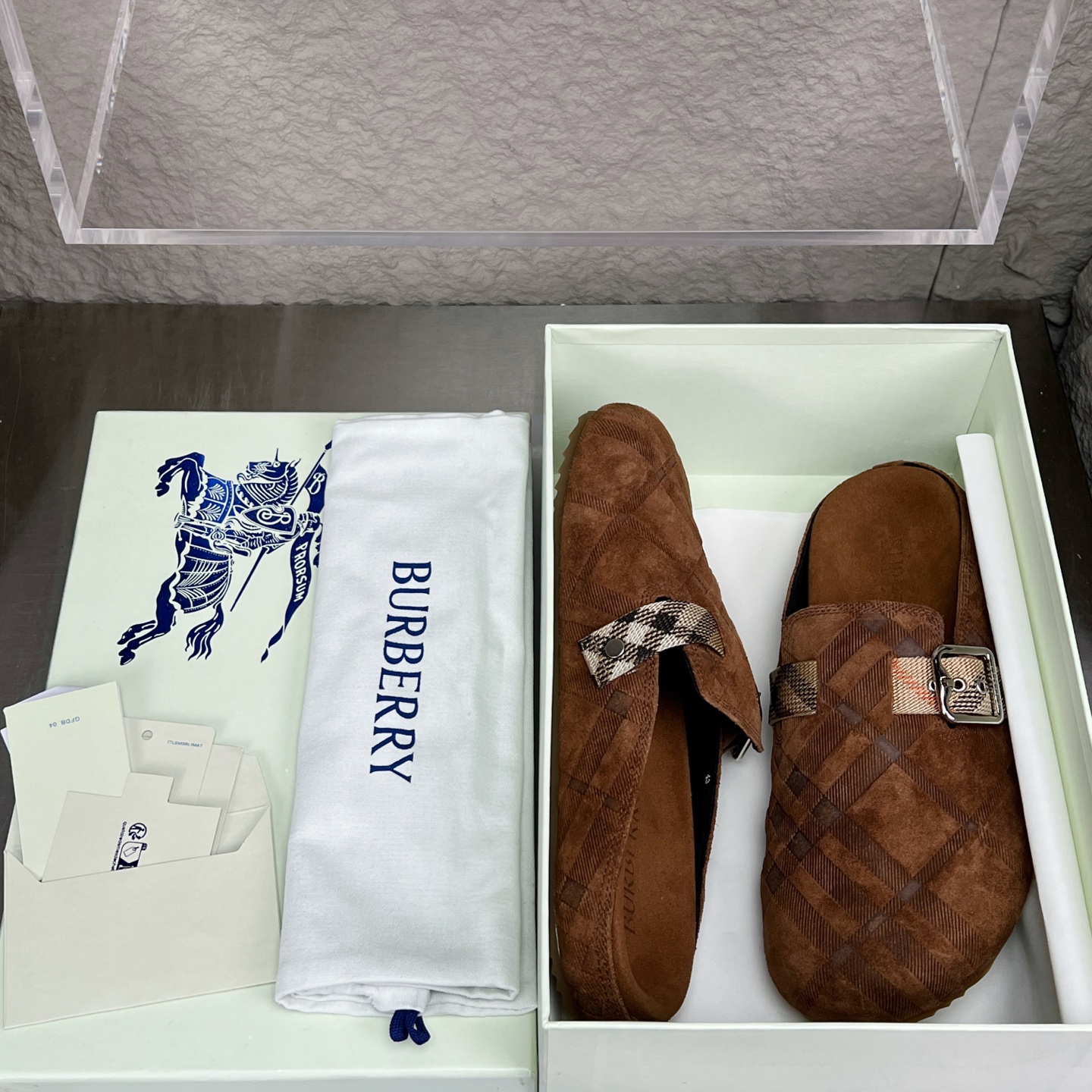 Burberry Urchin Check Suede Mules, Slides, Clogs, and Sandals 3 i1752165572978 6821 0 1